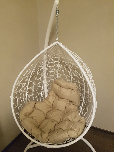 Подвесное кресло Капля коричневое / синяя подушка фото покупателя 2
