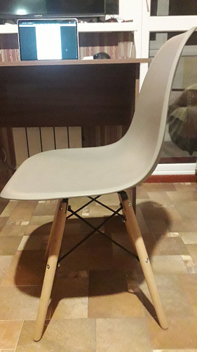 Пластиковый стул Eames PC-015 серо-голубой / дерево фото покупателя 80