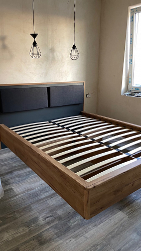 Двуспальная кровать Клауд 160х200 парящая дуб крафт золотой / антрацит фото покупателя 122