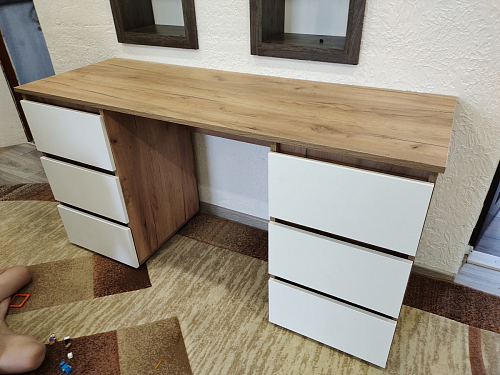 Письменный стол Элла ПС 02 белый / дуб крафт золото фото покупателя 2