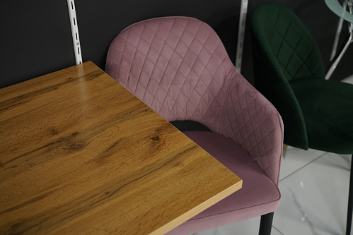 Стол на тумбе Мичиган Лофт 110х70 25 мм дуб делано темный / черный матовый из шоурума 2