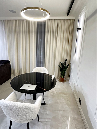 Стеклянный стол Нейтон белый мрамор / золото / белый фото покупателя 2