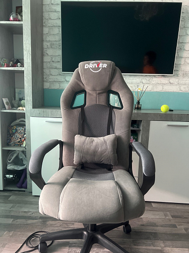 Компьютерное кресло Driver/Драйвер кожзам черный / ткань синий фото покупателя 25