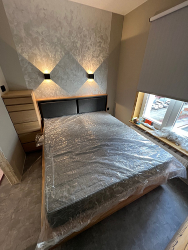 Двуспальная кровать Клауд 160х200 парящая дуб крафт золотой / антрацит фото покупателя 86