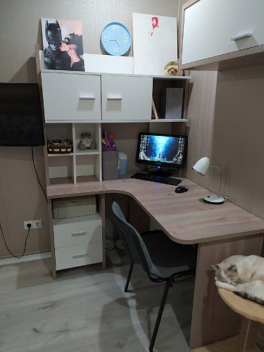 Письменный стол Беланта-Угл130+НКЛХ-120 БЕ правый белый жемчуг фото покупателя 4