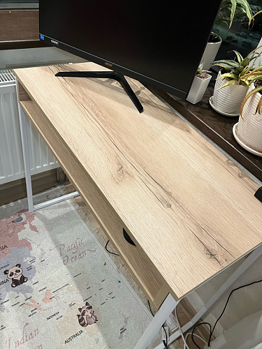 Письменный стол Лео Лофт дуб делано темный / белый матовый фото покупателя 18