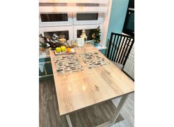 Деревянный стол Барон О 180 х 90 белая пленка шагрень / черный фото покупателя 72