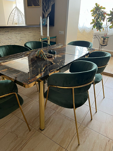 Стул на металлокаркасе Kamelia голубой / голубой / золотой фото покупателя 95