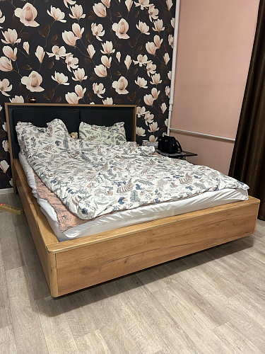 Двуспальная кровать Клауд 160х200 парящая дуб крафт золотой / антрацит фото покупателя 356