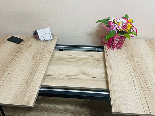 Деревянный стол Колон Лофт 120(160) х 75 черный матовый / бетон фото покупателя 63