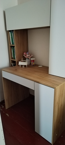 Письменный стол Комфорт 12.71 дуб золотой craft / белая аляска  - Уцененный экземпляр фото покупателя 118