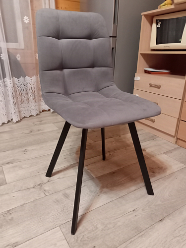 Стул на металлокаркасе Чилли К светло-серый велюр / черный каркас фото покупателя 1076