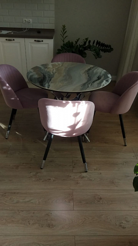 Стул на металлокаркасе Gabi 1 light blue / black / gold фото покупателя 267