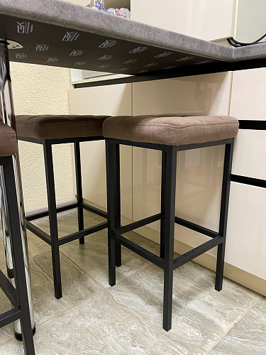 Барный стул Лофт кожзам темно-серый / черный матовый фото покупателя 50