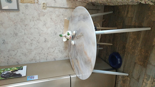 Стеклянный стол Кловис вставка стекло черный мрамор / черный фото покупателя 6