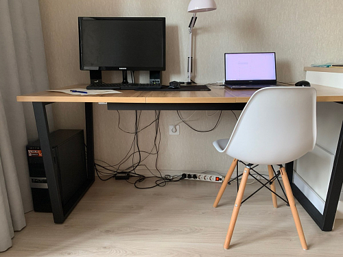 Деревянный стол Лота Лофт 120х75 белый матовый / дуб крафт золотой фото покупателя 873