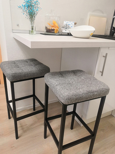 Барный стул Лофт кожзам темно-серый / черный матовый фото покупателя 104