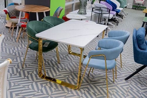 Стул на металлокаркасе Kamelia 1 dark blue / gold из шоурума 1