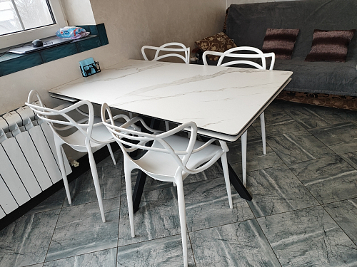 Керамический стол Вилли 140(200)х80 carmen light grey / черный фото покупателя 26