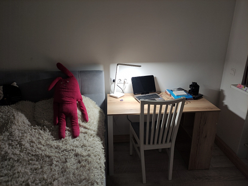 Письменный стол Битти Лофт 116х60х75 дуб вотан / черный матовый фото покупателя 96