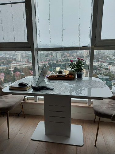 Стол на тумбе Кейтлин белый фото покупателя 1