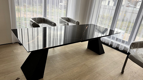 Стеклянный стол Денхольм 240(290)х100х75 каталония / черный фото покупателя 5