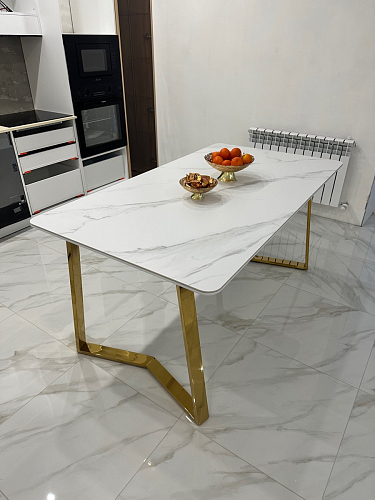 Керамический стол Селена 1 140х80 черный мрамор / золото фото покупателя 26