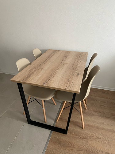 Стеклянный стол Фостер 120(160)х120х76 серый мрамор / черный фото покупателя 89