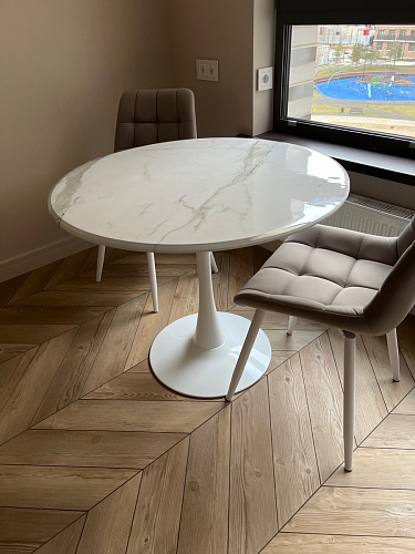 Стол Тулип 90х73 дуб вотан / белый  - Уцененный экземпляр фото покупателя 125