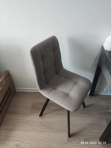 Стул на металлокаркасе Чилли К светло-серый велюр / черный каркас фото покупателя 112