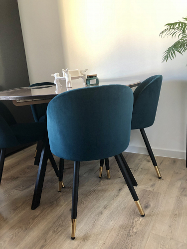 Стул на металлокаркасе Gabi 1 light blue / black / gold фото покупателя 888