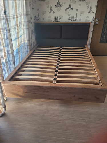 Двуспальная кровать Клауд 160х200 парящая дуб крафт золотой / антрацит фото покупателя 464