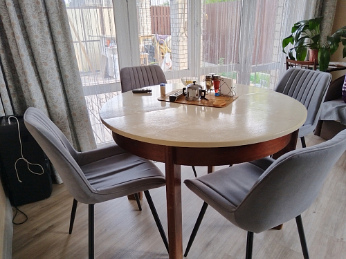 Стул на металлокаркасе Седа 360 К латте (velutto 08) / белый фото покупателя 69