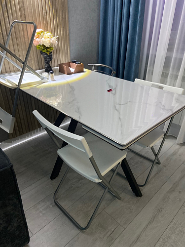 Керамический стол Вилли 140(200)х80х75 черный мрамор shakespeare black / черный фото покупателя 69