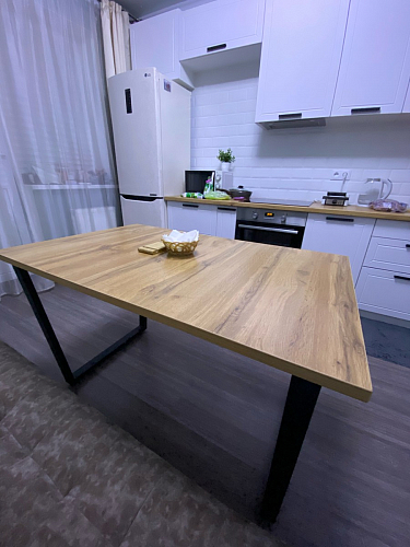 Стол Лота Лофт 140 25 мм черный матовый / дуб вотан фото покупателя 546