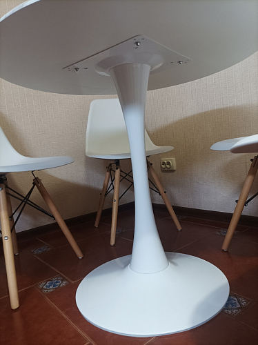 Стол Тулип 90х73 белый мрамор / золото фото покупателя 76