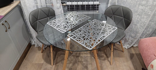 Стеклянный стол PT-151 80х80х76 clear glass / wood фото покупателя 11