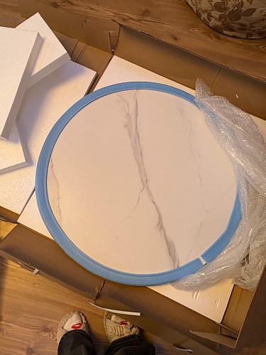 Стол Тулип 90х73 белый мрамор / золото фото покупателя 94