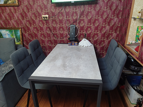 Стол Центавр 120(160)х70х75 файерстоун / черный матовый фото покупателя 56