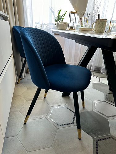 Стул на металлокаркасе Gabi 1 light blue / black / gold фото покупателя 159