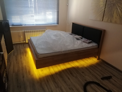 Двуспальная кровать Клауд 160х200 парящая дуб крафт золотой / антрацит фото покупателя 176