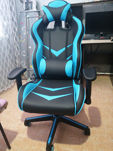 Компьютерное кресло Racer черное / голубое фото покупателя 135