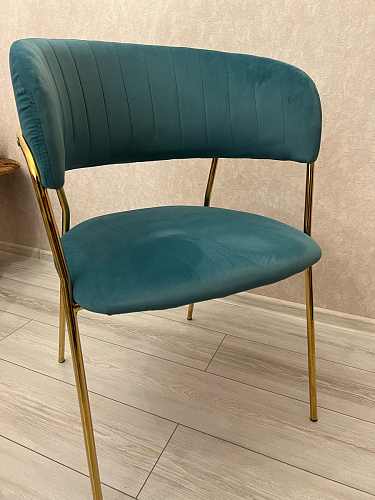 Стул на металлокаркасе Kamelia голубой / голубой / золотой фото покупателя 59