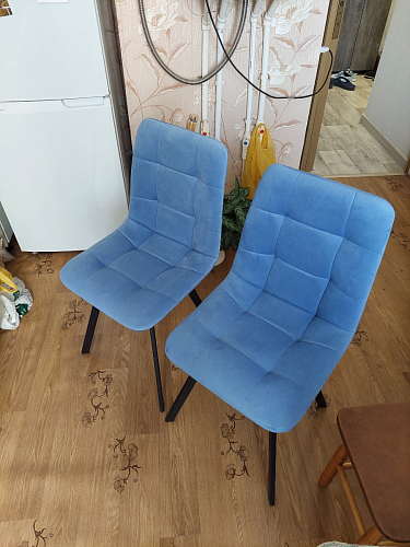 Стул на металлокаркасе Чилли К светло-серый велюр / черный каркас фото покупателя 761