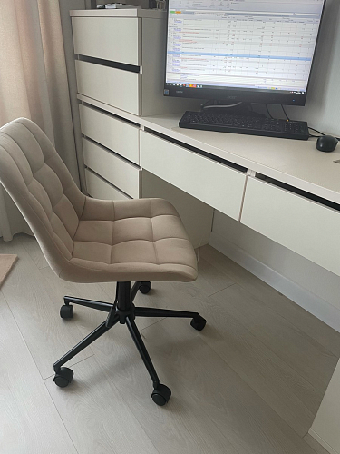 Компьютерное кресло Честер экокожа бежевая / белый фото покупателя 66