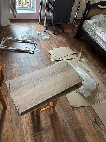 Письменный стол Лео Лофт черный матовый / дуб делано темный фото покупателя 30