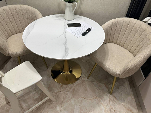 Стол Тулип 80х73 мрамор черный / белый фото покупателя 124