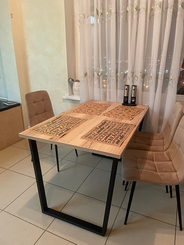 Стеклянный стол Фостер 120(160)х120х76 белый мрамор / черный фото покупателя 20