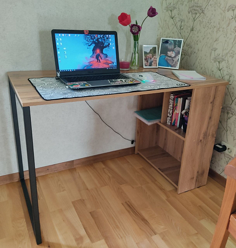 Письменный стол Фред Лофт черный матовый / дуб делано темный фото покупателя 3