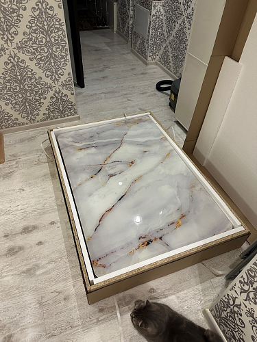 Стол на тумбе Бугун белый / золото фото покупателя 5